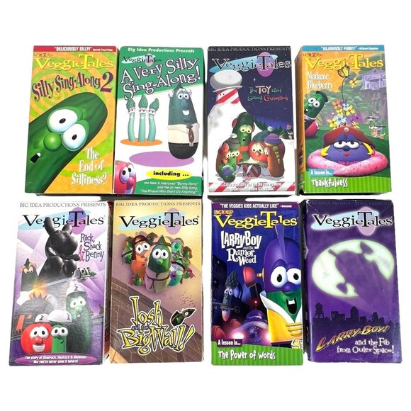 8 VeggieTales VHS Tapes LarryBoy Silly Sing-Along Madame Blueberry Rack Shack - Picture 1 of 10